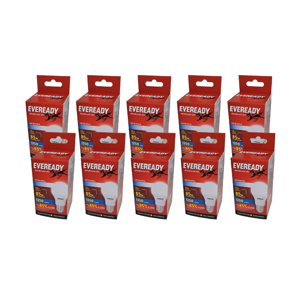 [58901] LAMPARA LED EVEREADY 12W- 1250 LM- LUZ BLANCA- CAJA X10U